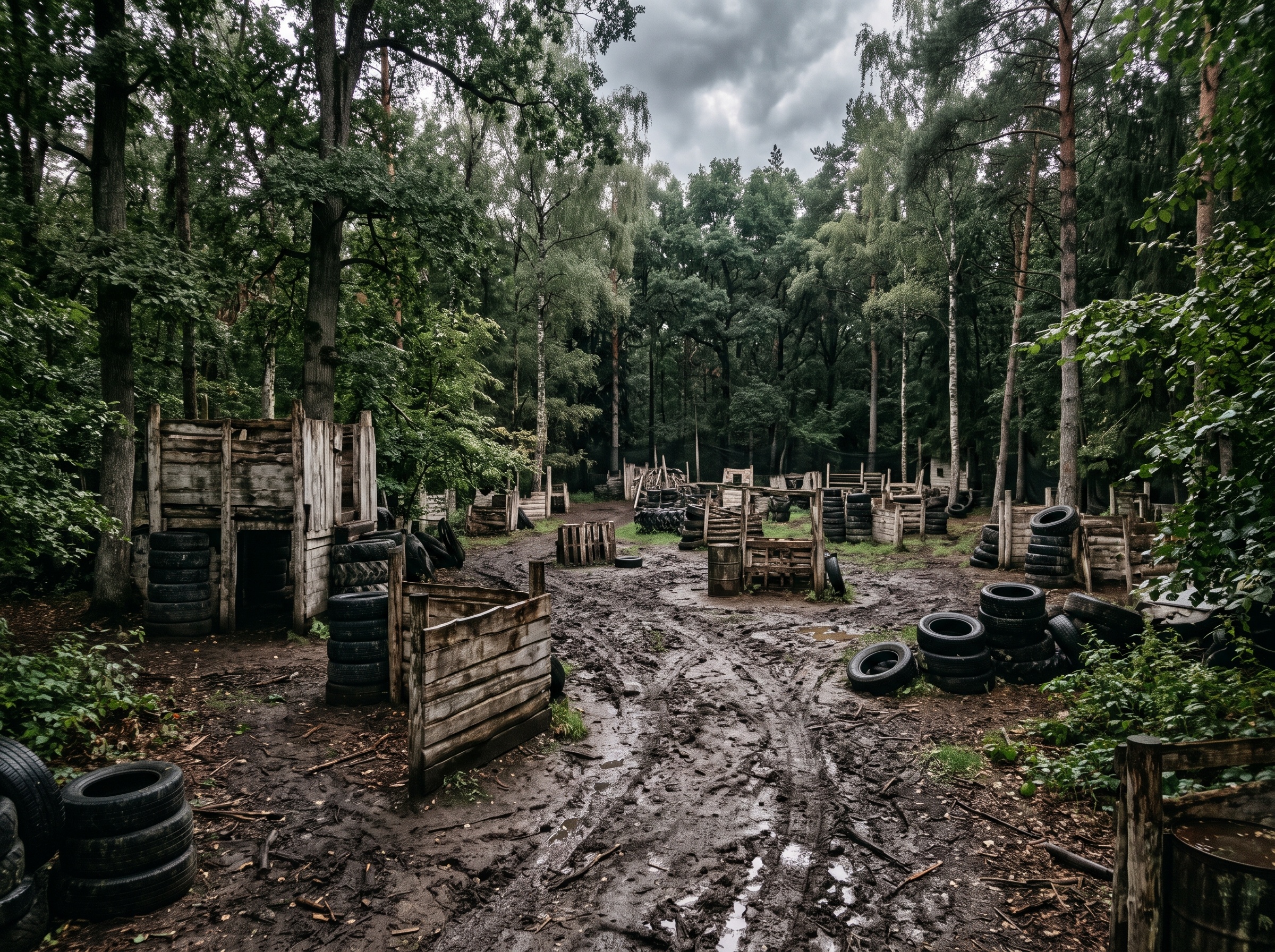 Terrain forestier avec bunkers en bois de Perorivantis
